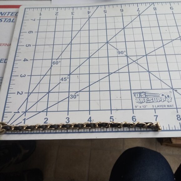 Authentic CHANEL Bracelet Black Leather Gold Plated Chain Link Turnlock CC Logo - Picture 7 of 7